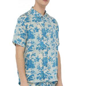 BY WALID Silk Rose Garden Shirt NWT sz M short sleeve